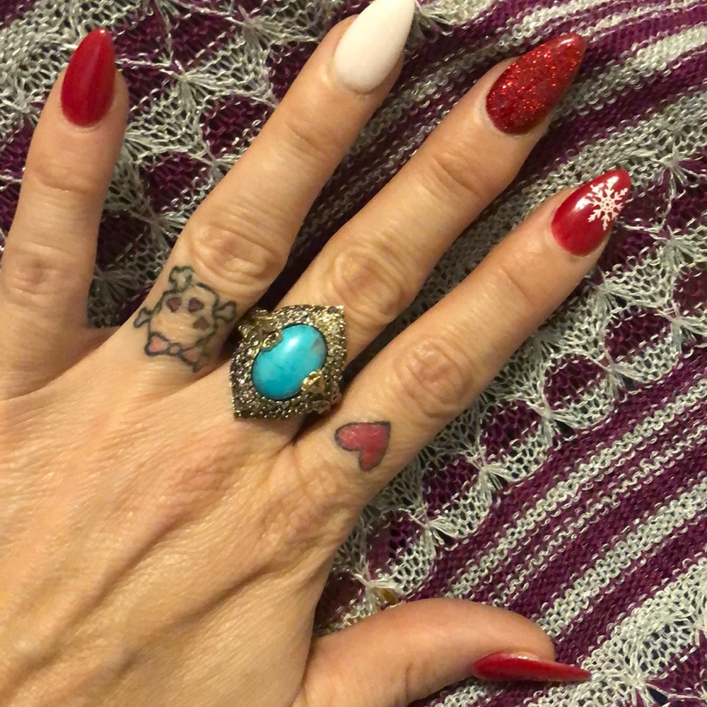 Adjustable silver and turquoise ring